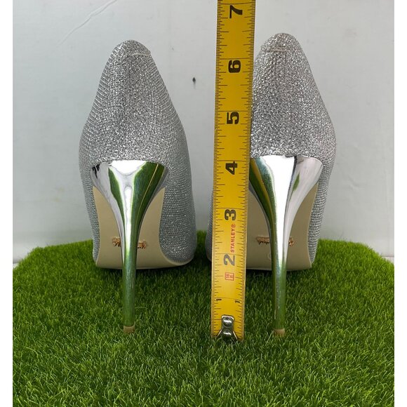 NEW Silver Sparkle Stiletto Heels Womens Pointed Toe Size 6.5 - Picture 7 of 7